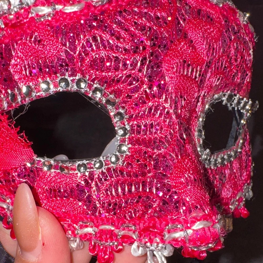Glam Pink Lace Masquerade Mask
